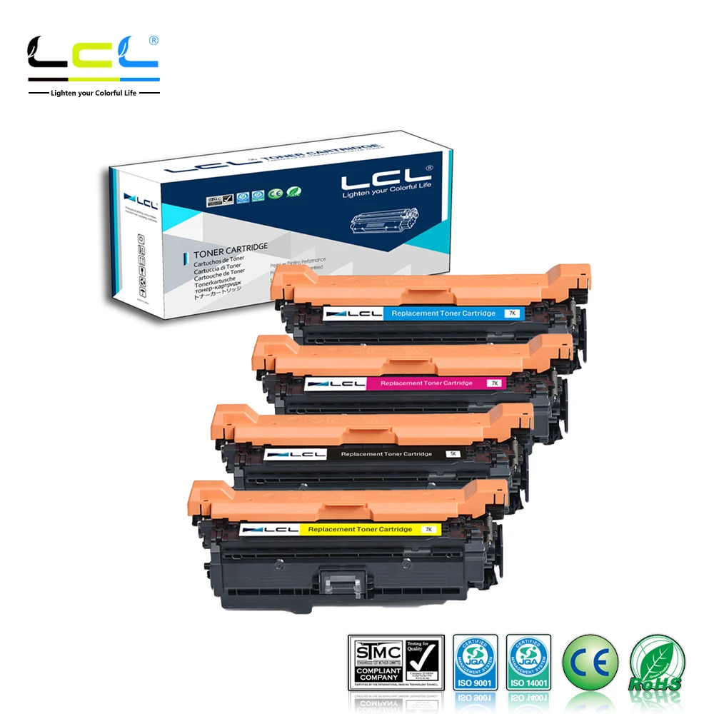 

LCL 504A CE250A (4-Pack black cyan magenta yellow) Toner Cartridge Compatible for HP Color laserJet CM3530 CP3525