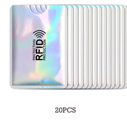 Laser 20 шт Анти Rfid лазерный кошелек блокирующий ридер замок банк держатель для карт Id банковский Чехол для карт Защитный металлический кредитный держатель для карт - Цвет: Laser