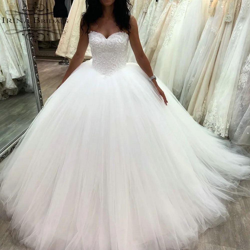 Abito sposa с открытыми плечами аппликационные Жемчужины для Кружева бальное платье
