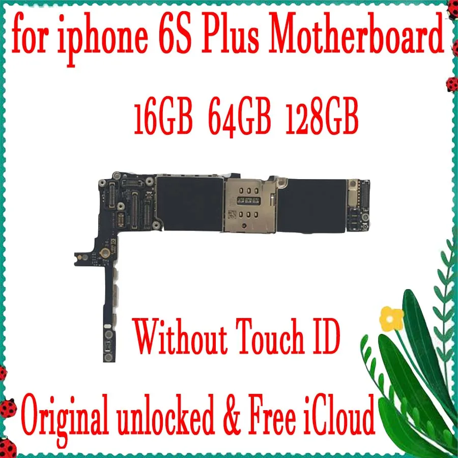 16 Гб/64 Гб/128 ГБ Заводская Разблокировка для iPhone 6s plus материнская плата без Touch ID 100%