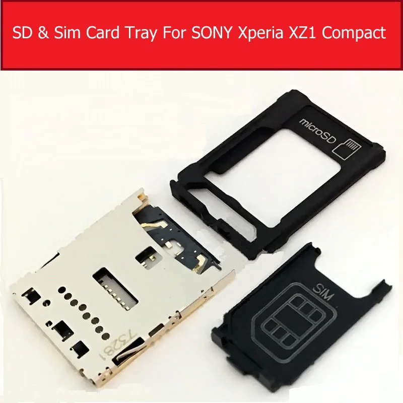 Один дол слот для sim карты лоток Sony Xperia XZ1 Compact G8441 + sd карт Замена держателя