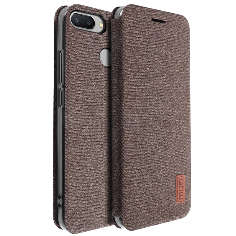 coffee Чехол для Xiaomi Redmi 6A, Redmi 6, откидная крышка, тканевый силиконовый Жесткий противоударный чехол, подставка, capas MOFi, чехол Redmi6 Pro - Цвет: coffee