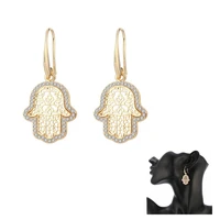 hand fatima hamsa dangle earring hollow pendant gold crystal vintage drop brincos for women creative gifts 2019 new boho