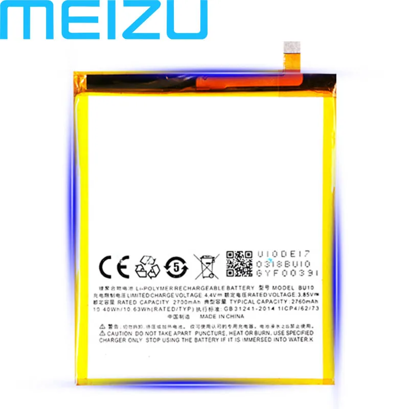 Meizu 100% оригинальный BU10 2760 мАч Новый аккумулятор для телефона U10 высокое качество +