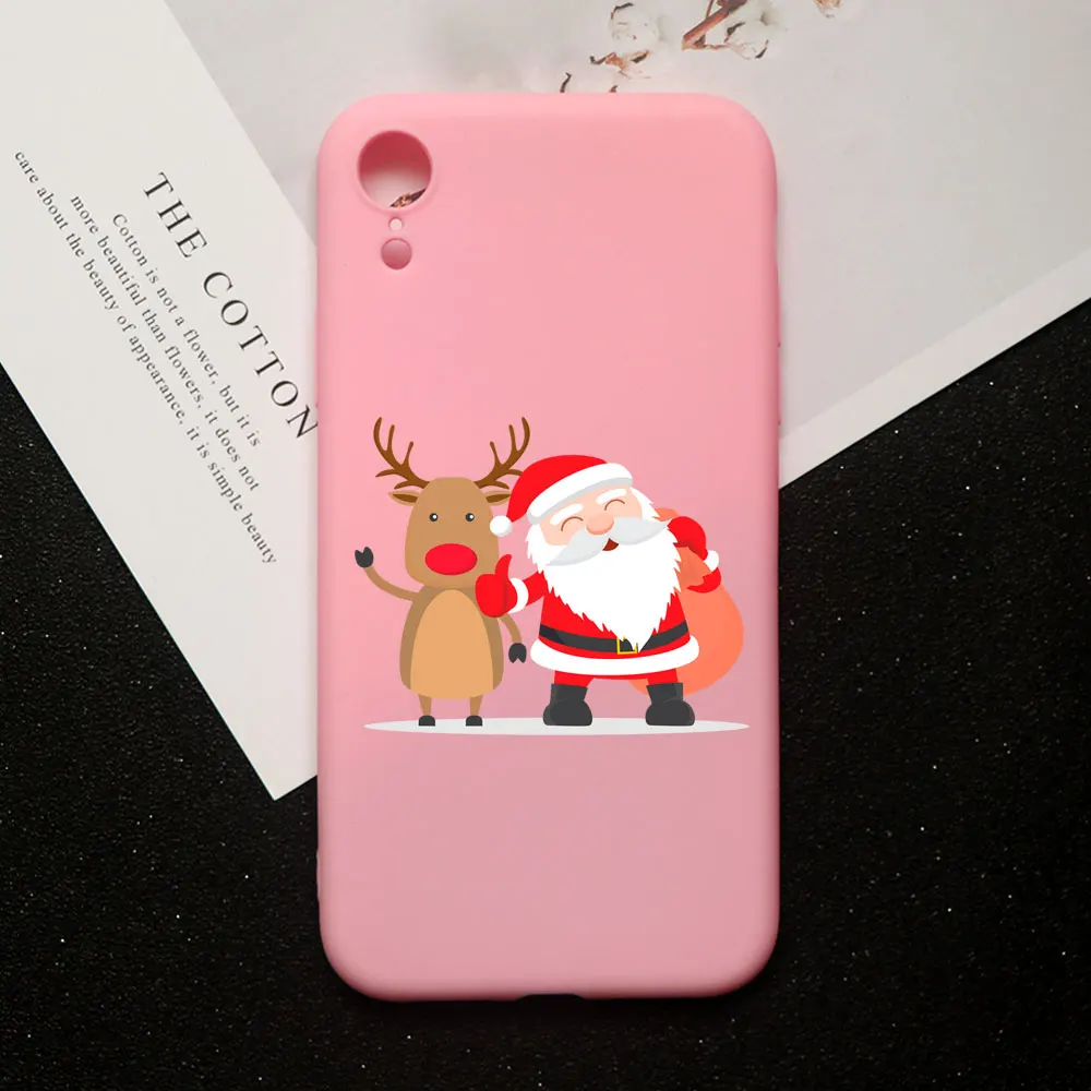 TPU A1526-PINK Рождественский Санта-Клаус, лось, снеговик, снежинка, красный чехол для телефона, для iPhone 11 pro max, 5S, SE, 6s, 8, 7 Plus, X, XS, MAX, XR, ТПУ, силиконовый чехол - Цвет: TPU A1526-PINK