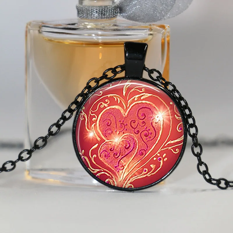 Кулон со стеклянной подвеской в виде сердца для женщин и девушек|heart necklace|valentine