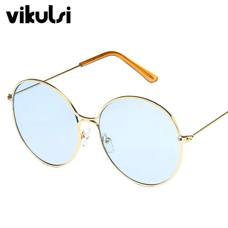 E119 gold blue Роскошные брендовые Круглые Солнцезащитные очки женские винтажные градиентные очки металлическая оправа негабаритных солнцезащитных очков женские зеленые красные очки UV400 - Цвет линз: E119 gold blue