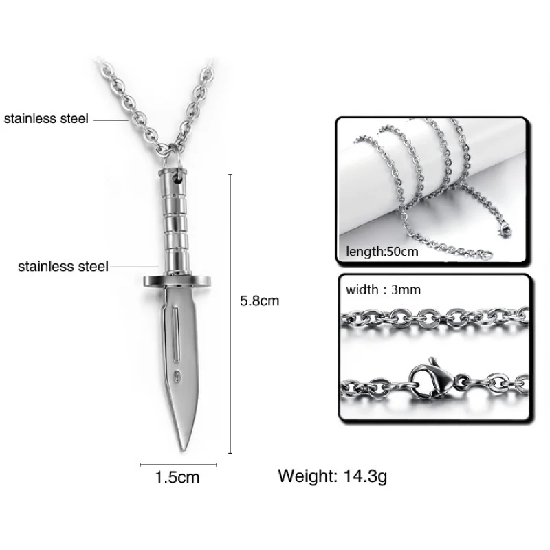 Подвеска-кинжал мужская из нержавеющей стали Ювелирное Украшение стильное