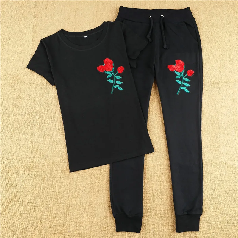 Новинка лета 2017 женские футболки в стиле Харадзюку с цветочной вышивкой роз