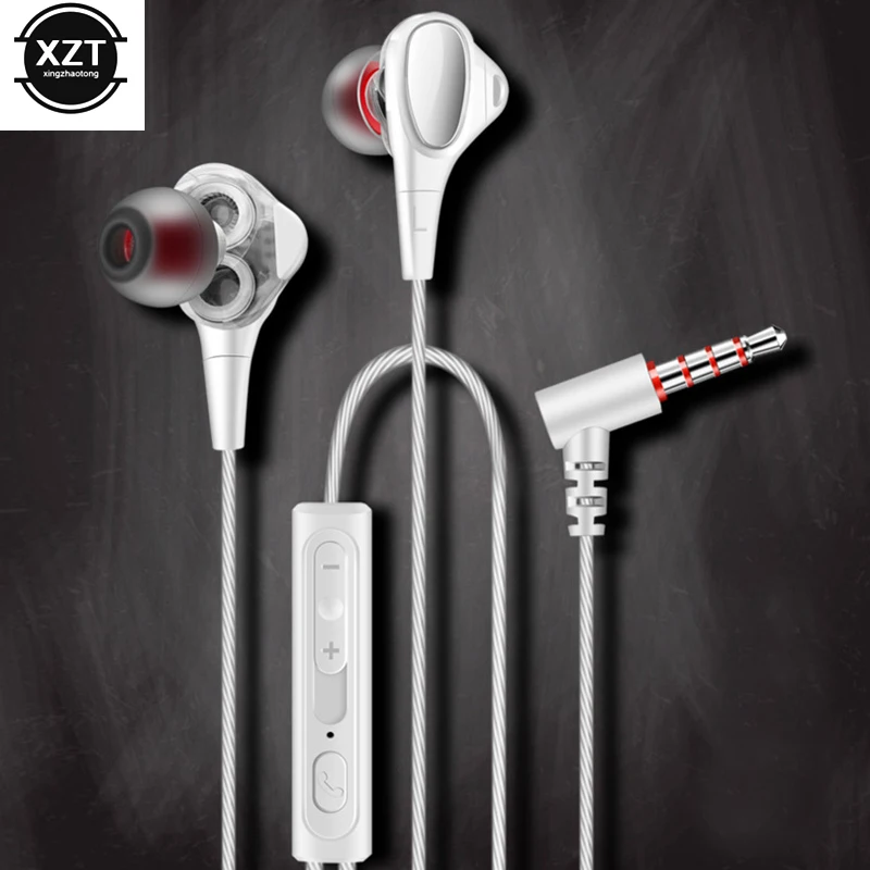 1 шт. новые двойные драйверы In-Ear проводные наушники стерео бас с микрофоном для