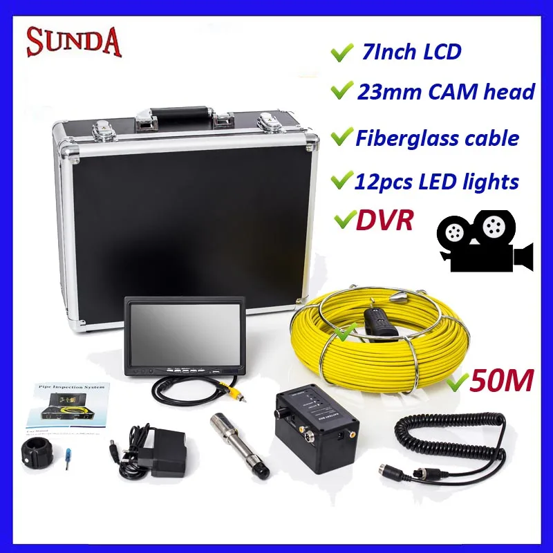 Кабель длиной 50 метров змеевидная проекция 23 мм головка камеры цветной ЖК