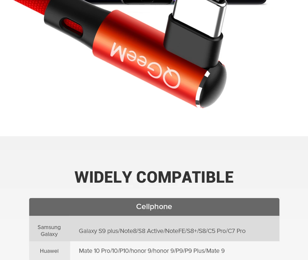 QGEEM usb type-C кабель для samsung Note 8 S8 Xiaomi Mi A1 сотовый телефон type C кабель для быстрой зарядки usb type C кабель для зарядного устройства