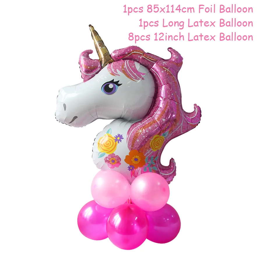 10pcs Balloon Set Вечерние принадлежности в виде единорога, скатерть с единорогом на 1-й день рождения, бумажная салфетка для чашек, баннеров, Топпер для торта, украшения для свадьбы, для детского душа - Цвет: 10pcs Balloon Set