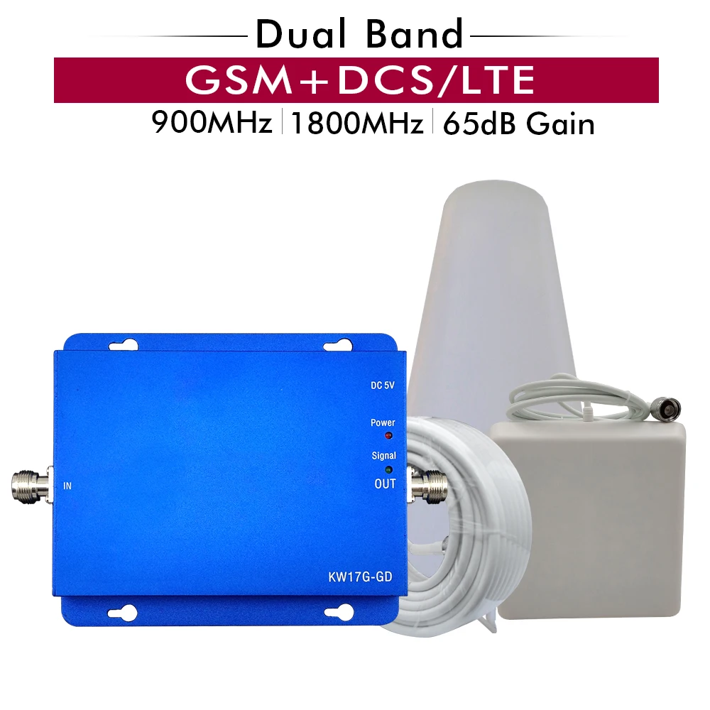 2G 3G 4G усилитель сигнала GSM 900 + DCS/LTE 1800 mhz мобильный ретранслятор Сотовый 65dB