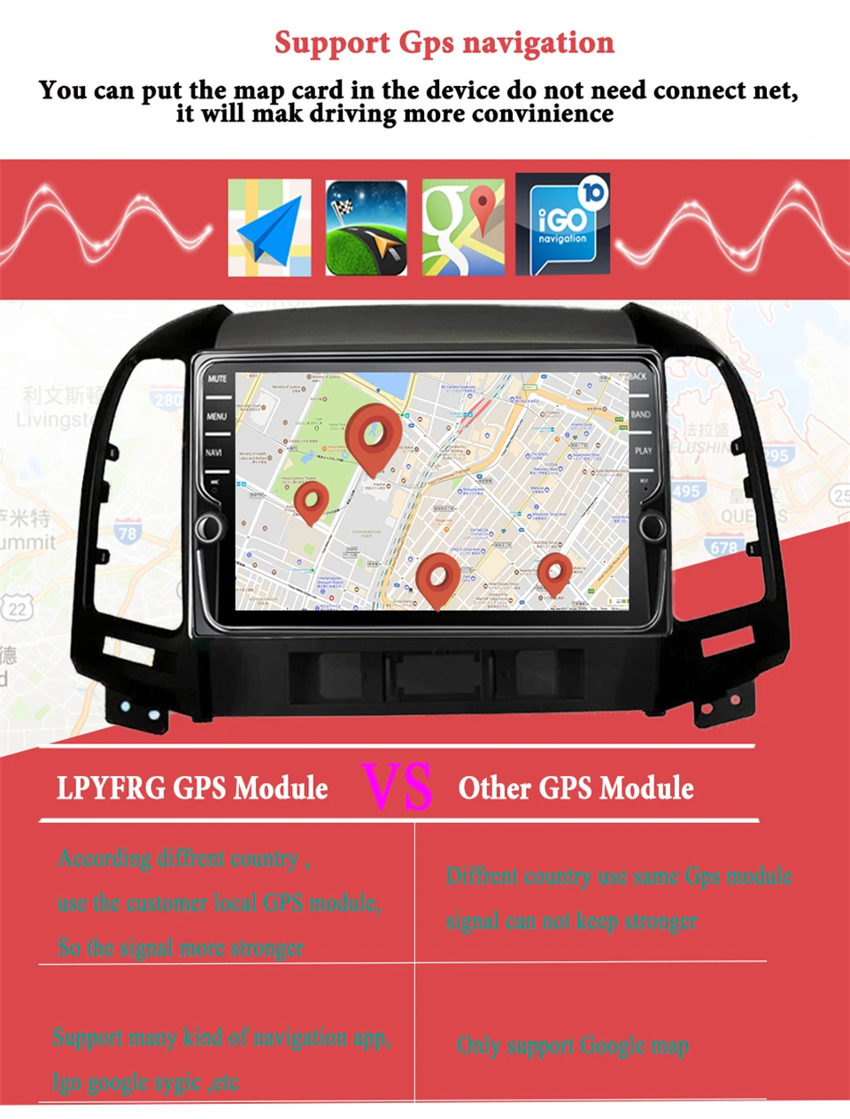 8 ядерный Android 9,1 64 Гб rom dvd-плеер Bluetooth gps навигация радио для 2005-2012 HYUNDAI SANTA FE головное устройство с wifi Carply