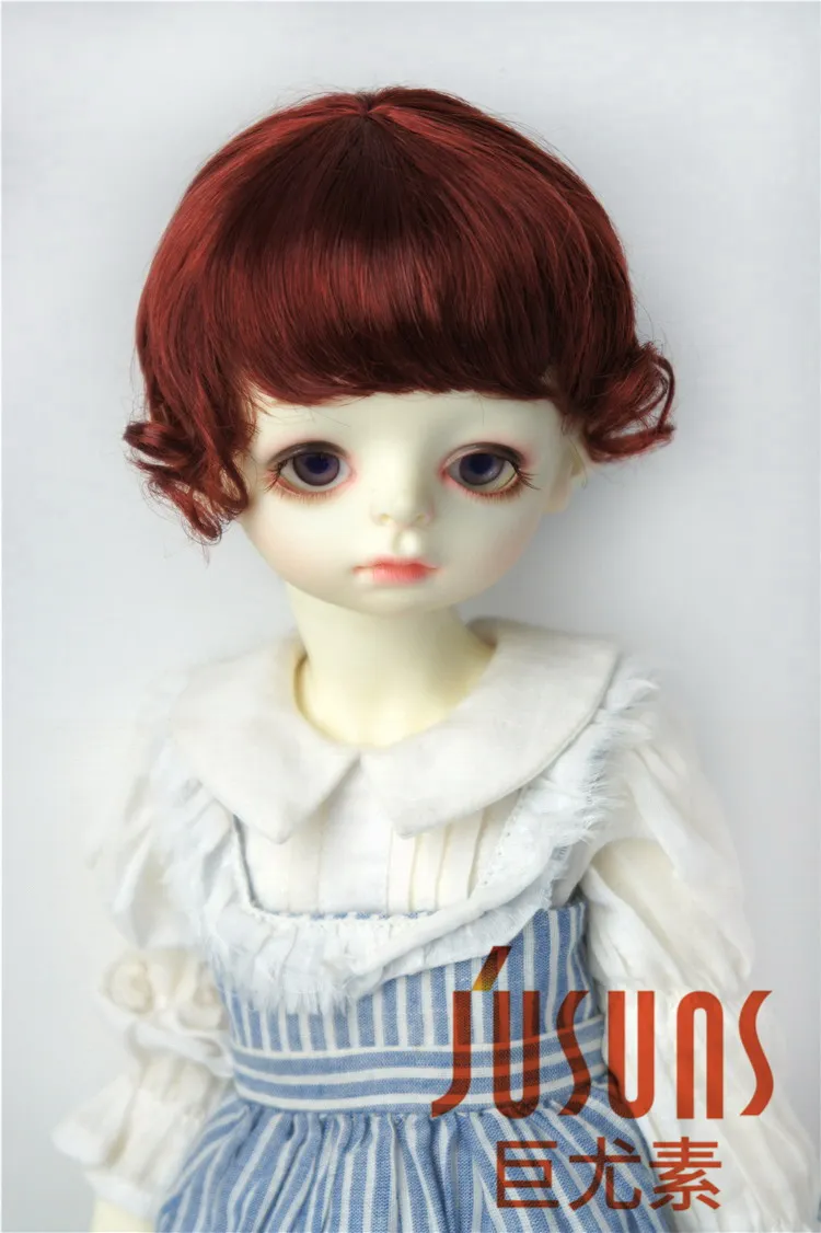 JD459 1/6 1/4 1/3 модные короткие парики BJD для YOSD MSD SD синтетический мохеровый парик Размер 6-7 дюймов 7-8 дюймов 8-9 дюймов кукольные волосы - Цвет: 8-9inch Wine Red