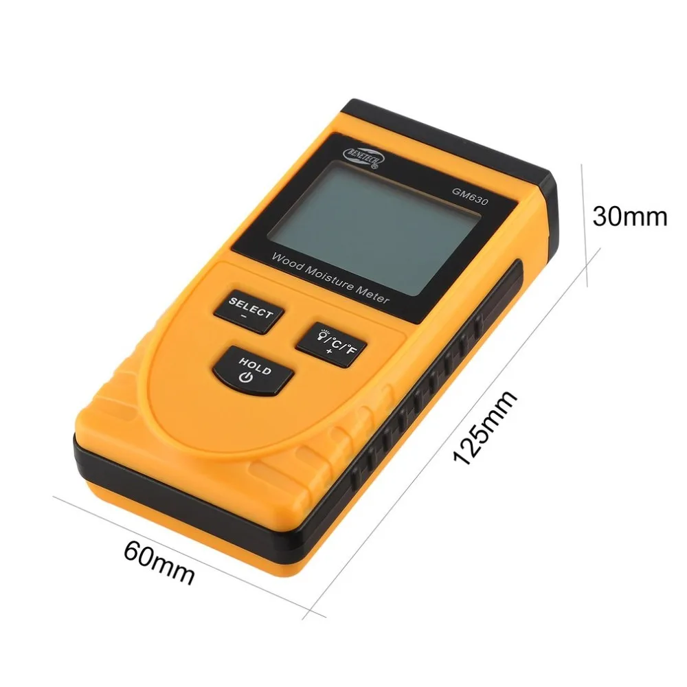 BENETECH GM630 цифровой ЖК дисплей измеритель влажности древесины тест Дерево Бумага