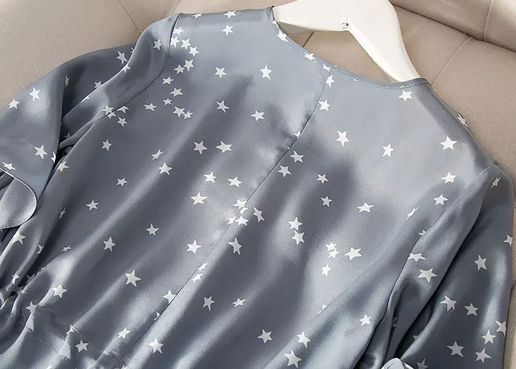 Платье с принтом из чистого шелка 100% шелк тутового женские платья рукавом