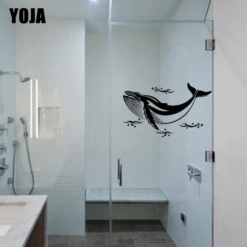 YOJA 18x28 4 см Огромный КИТ Ванная комната украшения Стекло наклейка стены дома
