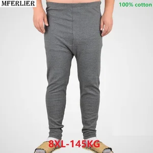 Мужские размеры 6XL 7XL 8XL, термобелье, хлопковые леггинсы, теплое нижнее белье, Осенние тонкие трусы, длинные брюки