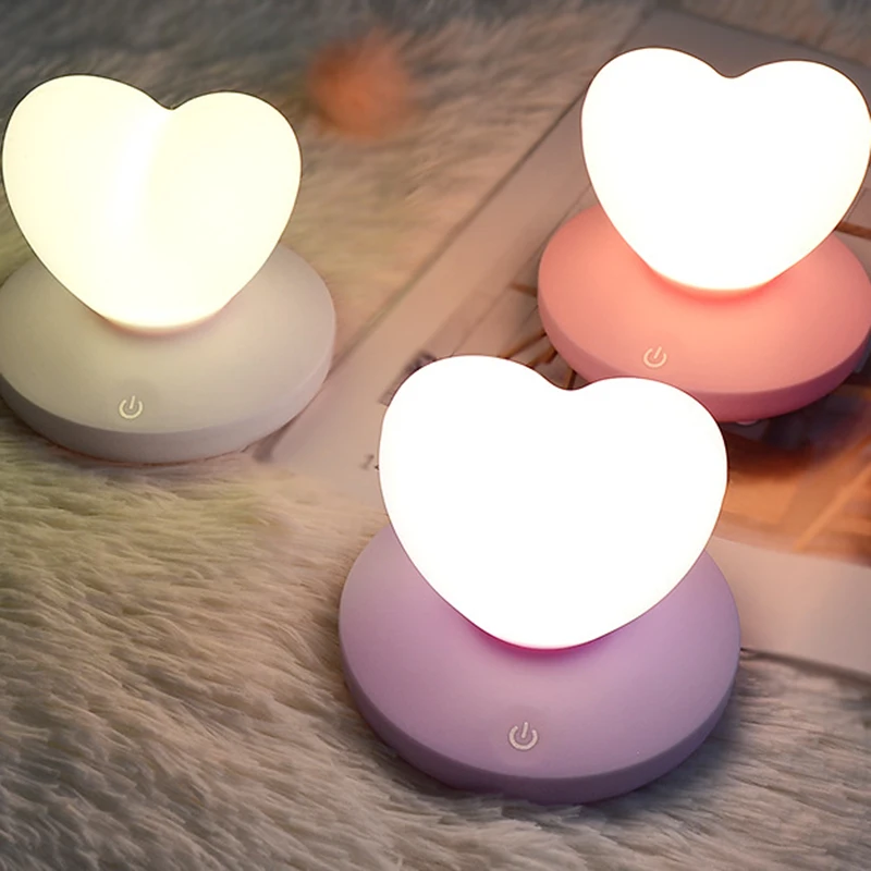 Креативный в форме сердца светодиодный ночник usb зарядка силиконовая настольная