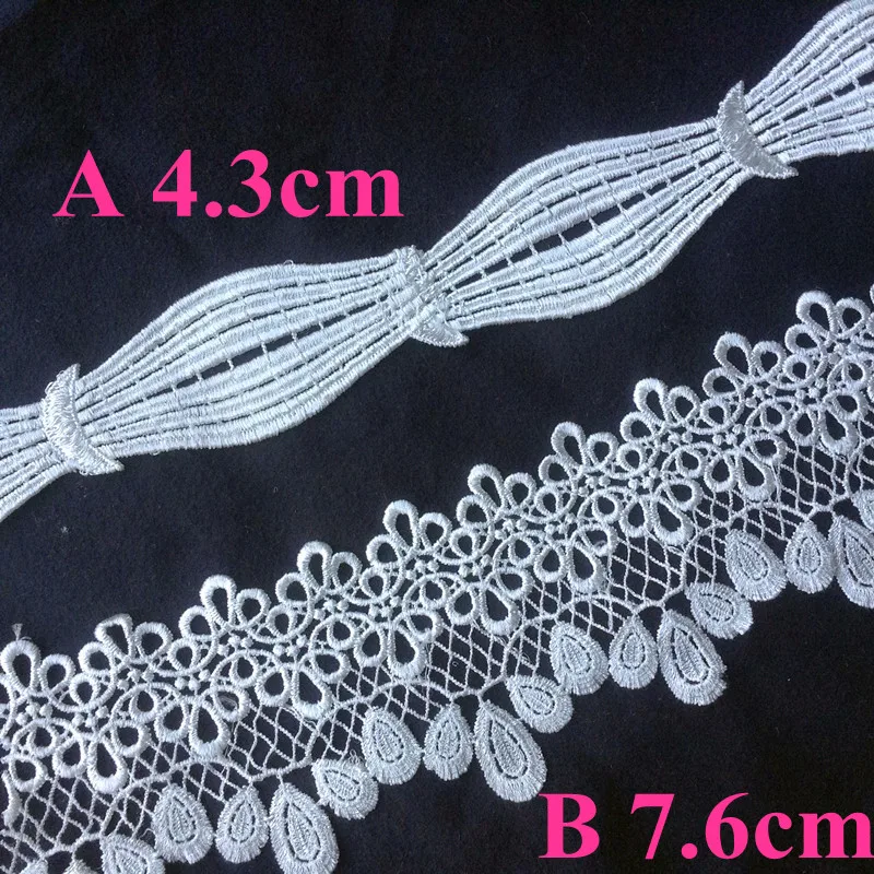 

4.3cm/7.6cm water soluble polyester yarn embroidery plain white bamboo peacock style lace trim,RS180116H