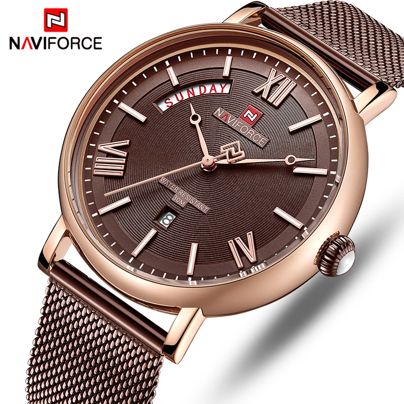 NAVIFORCE новые мужские кварцевые часы модные римские цифры Циферблат