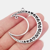 10pcs large open crescent moon hearts charms pendants jewelry making findings 51x46mm