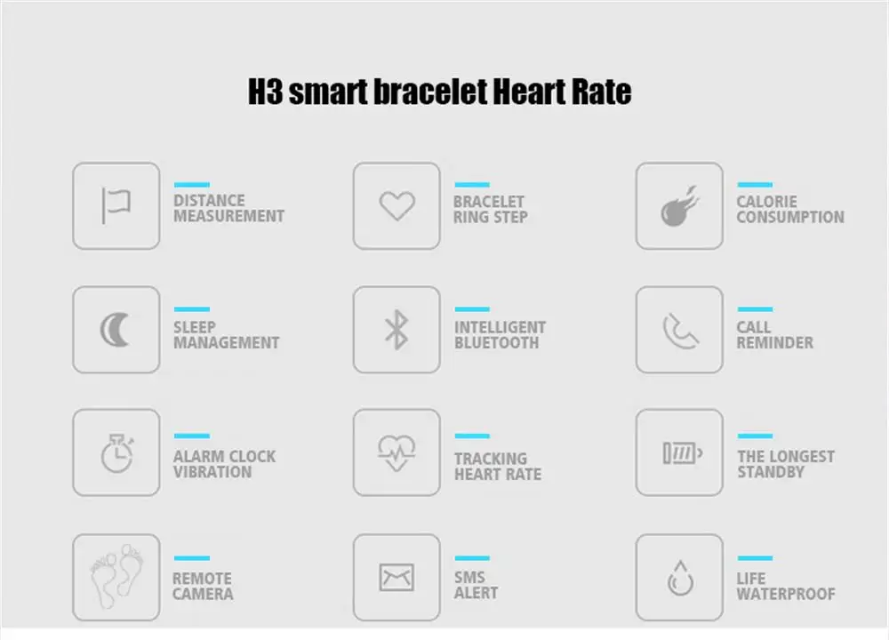 Mocrux Смарт Браслет H3 Smartband IP68 Водонепроницаемый монитор сердечного ритма Фитнес/трекер Smart часы сигнализации вызова