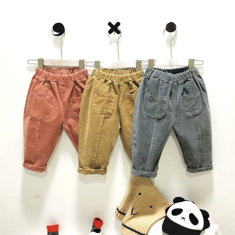 Детские вельветовые штаны в Корейском стиле сезон осень зима Свободные