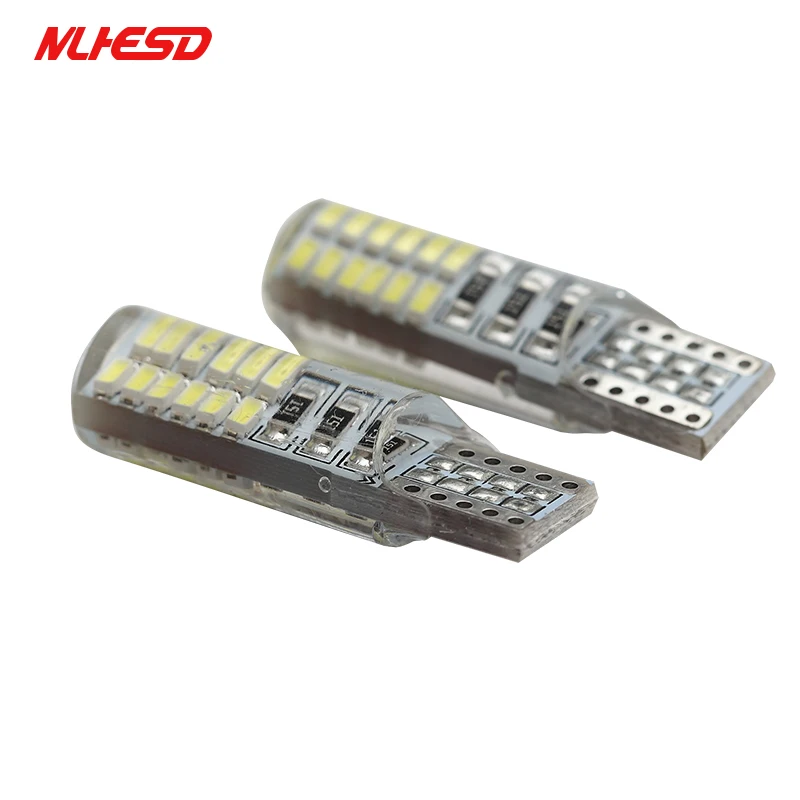100X T10 W5W силиконовый чехол 24 SMD 3014 Светодиодный светильник для чтения автомобиля 192
