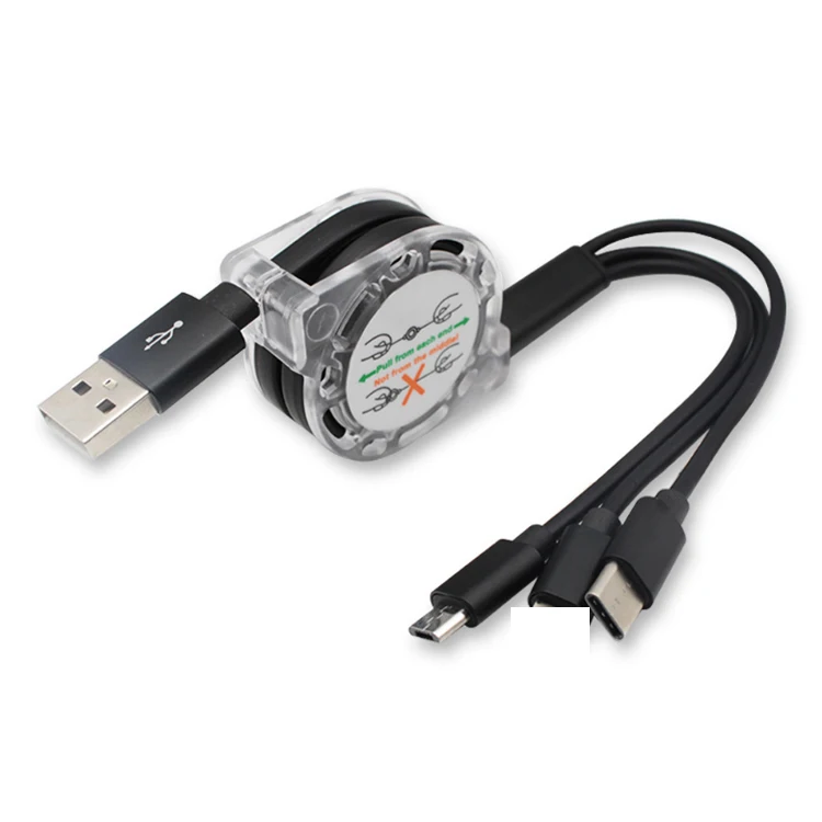 Черный Быстрая зарядка 3 в 1 Многофункциональный порт смартфон с usb кабель зарядного устройства usb type C 2A usb кабель - Цвет: Черный
