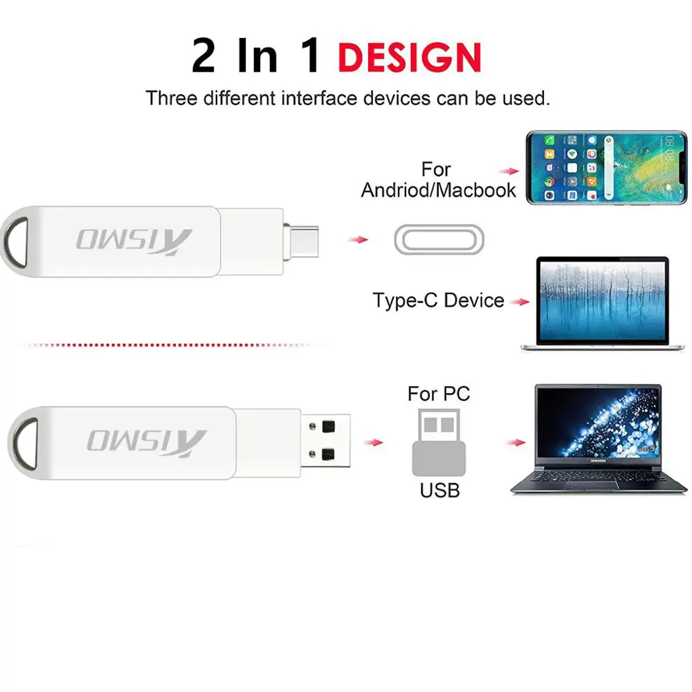 Kismo USB3.0 Type-C Flash Drive 32gb 64gb memory stick OTG Pen Drive For Samsung S8 S9 Huawei P10 P20 Mate 20 Type-C Pen drive