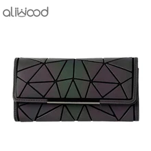 Aliwood 2021 Hot Brand Bao Wallet Women Clutch Ladies Cards bag Fashion Geometric Female bags Noctilucent luminous Long Purse