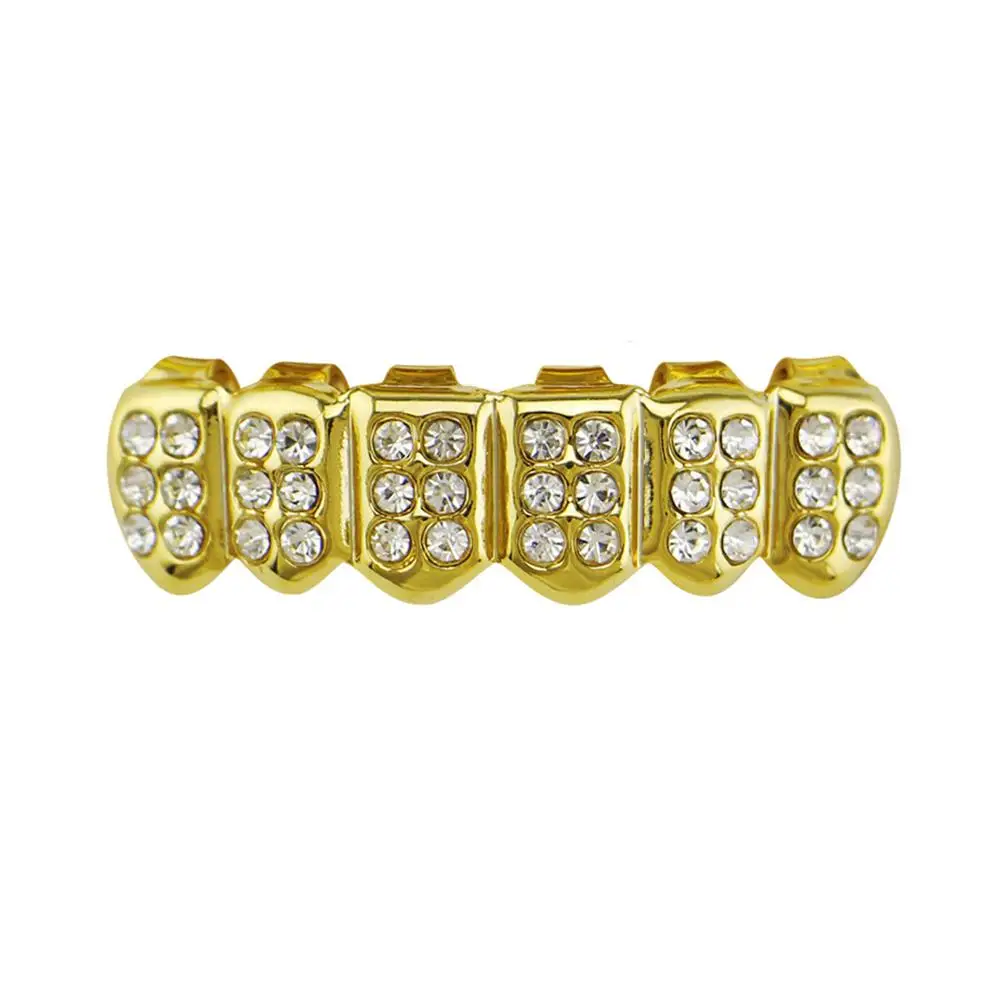 Sangdo позолота модные зубы Grillz набор со стразами зубная дырка блестящие Ложные для