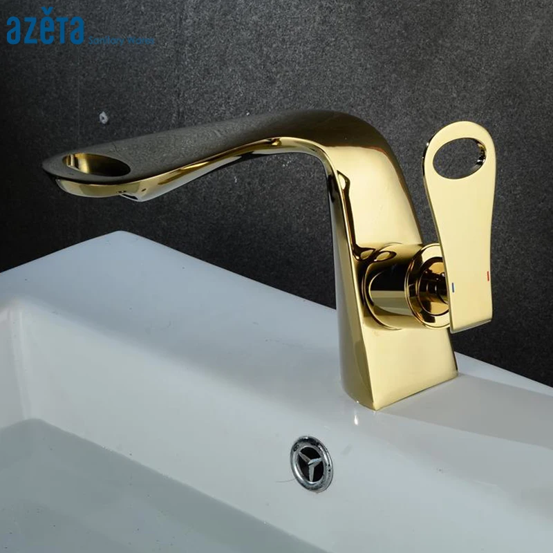 Azeta современные смесители для ванной комнаты латунный золотой смеситель