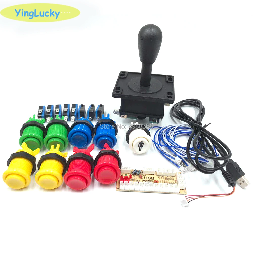 2 игрока аркадный DIY Kit нулевой задержки USB кодер джойстик в американском стиле 28 мм Кнопка PC Mame Raspberry pi 1 2 3