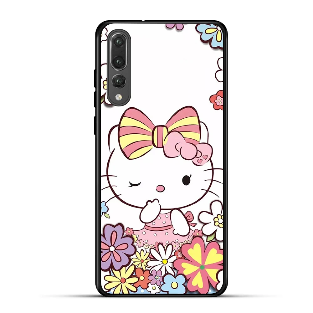 Черный ТПУ чехол для задней панели телефона Huawei P20 Hello Kitty Carcasa lite Mate 10 Lite Luxury