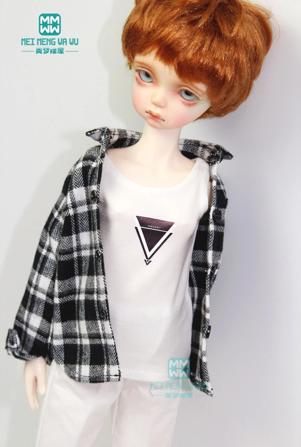 Одежда для куклы 1/4 43 см BJD Повседневная клетчатая рубашка жилет шорты|Куклы| |