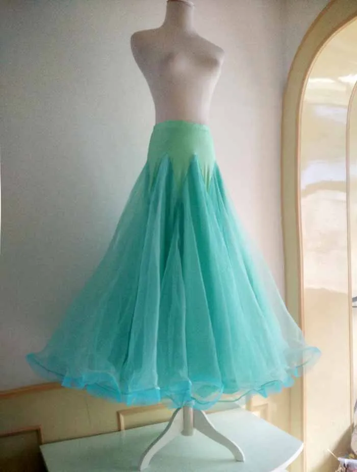 

ballroom waltz Dance skirt salsa tango rumba Cha cha Quick step Fox trot square dance practice green purple customize mesh