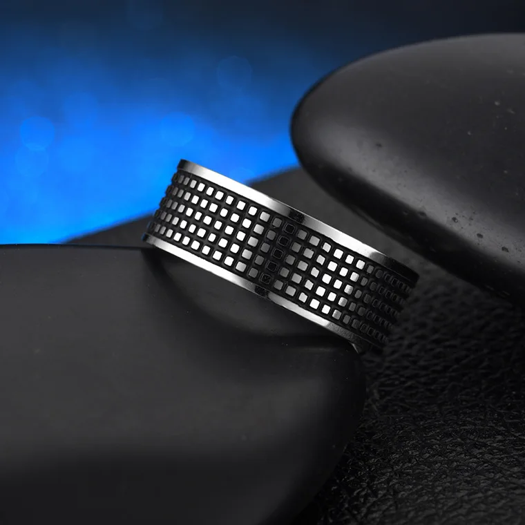 Кольцо с рифленым покрытием в стиле протектора 8 мм мужское ювелирное изделие рок