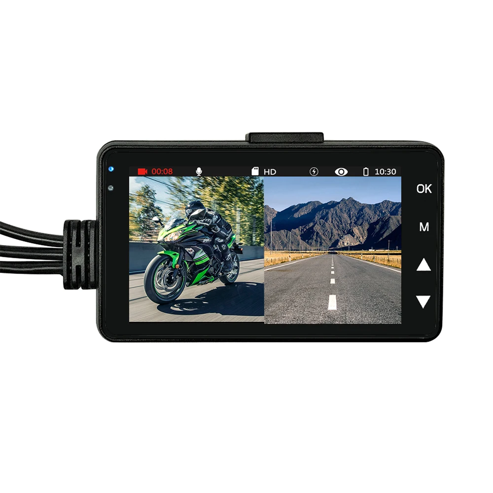 HD двойной мини Камера Видеорегистраторы для мотоциклов KY-MT18 мотор Dash Cam спереди