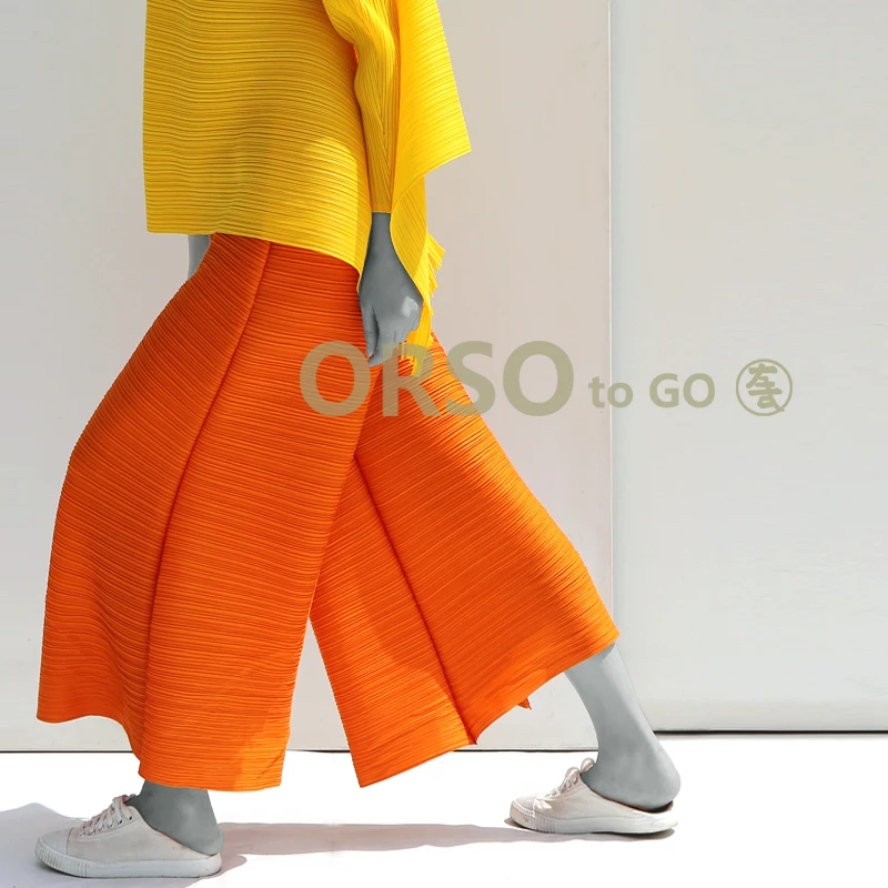 Женские широкие брюки Changpleat Плиссированные Свободные однотонные miяка с