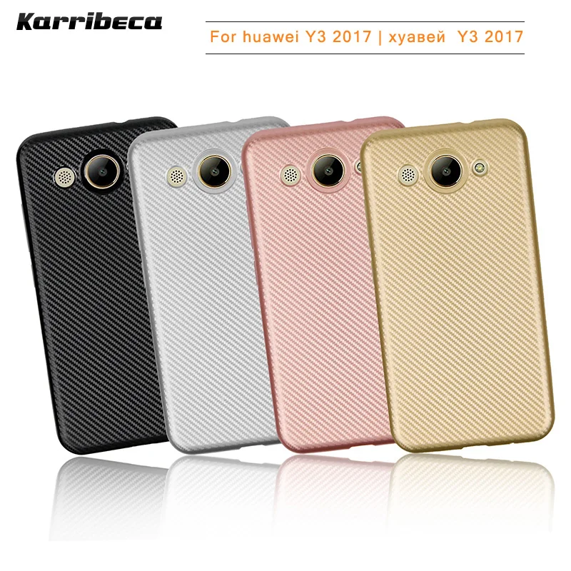 углеродные волокна узор силиконовый чехол на huawei Y3 2017 чехлы мягкий селиконовые