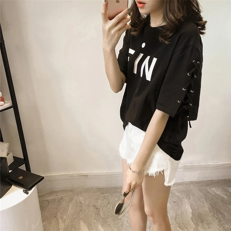 Футболка Для женщин сорочка Femme Camiseta Mujer летние для девочек короткий рукав