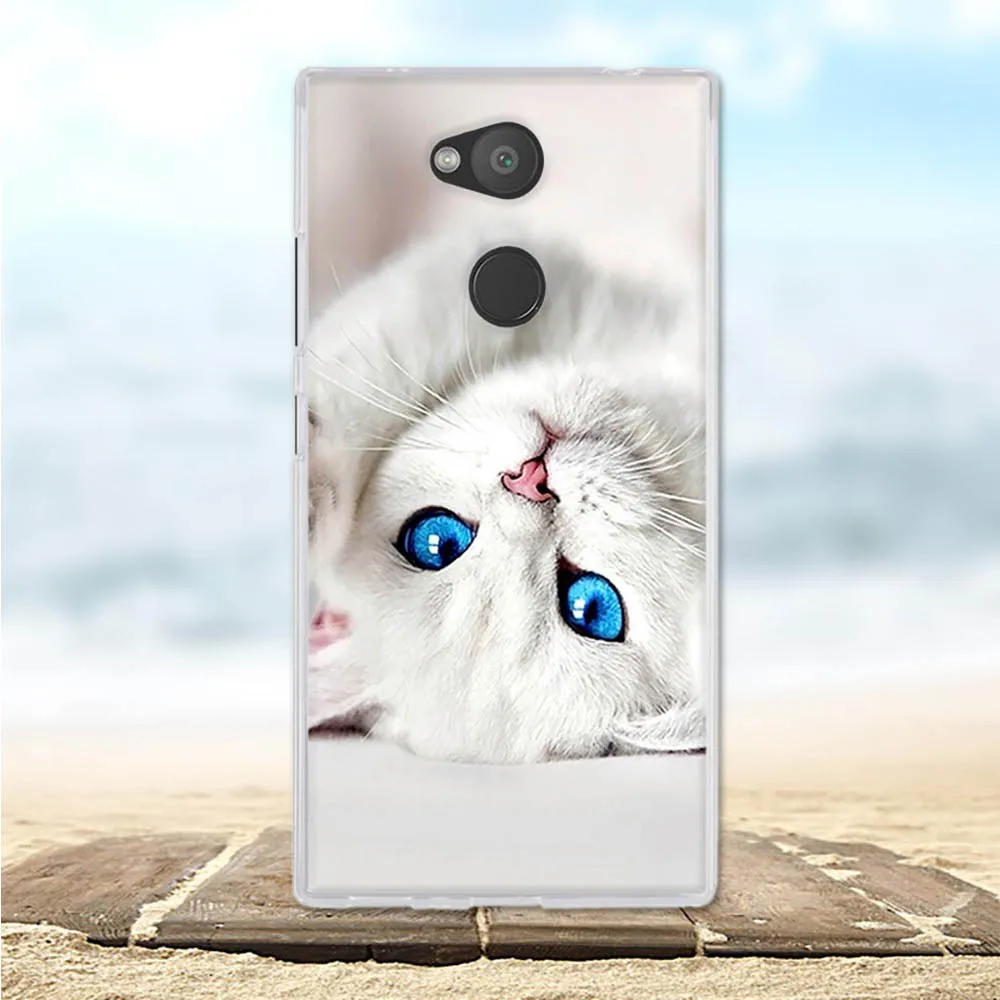 Силиконовый чехол для Sony Xperia L2 мягкий из ТПУ dual с цветочным узором 3D 5 дюйма чехлы