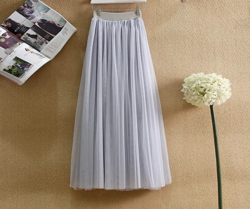 Белый длинный Женская юбка из тюля 2019 сезон: весна–лето элегантный эластичный