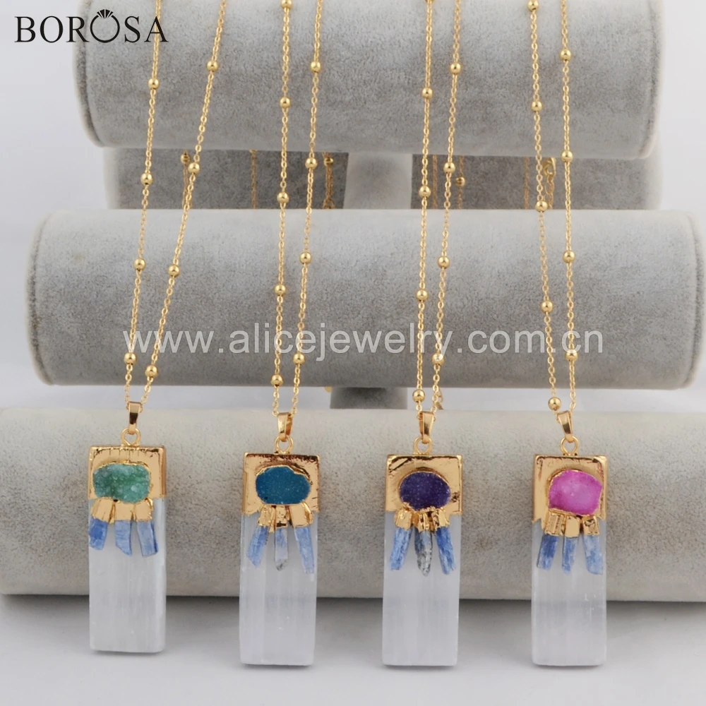 BOROSA 5 шт 20 &quotПрямоугольник Золотой Цвет селенитовый Камень &amp натуральный Кианит