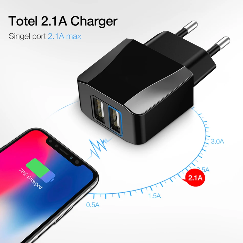 USB зарядное устройство 5 В/2,4 А для iPhone 11 8 7 X XS samsung Galaxy S9 S10 LG Xiaomi iPad Smart USB настенное зарядное устройство двойное зарядное устройство для мобильного телефона