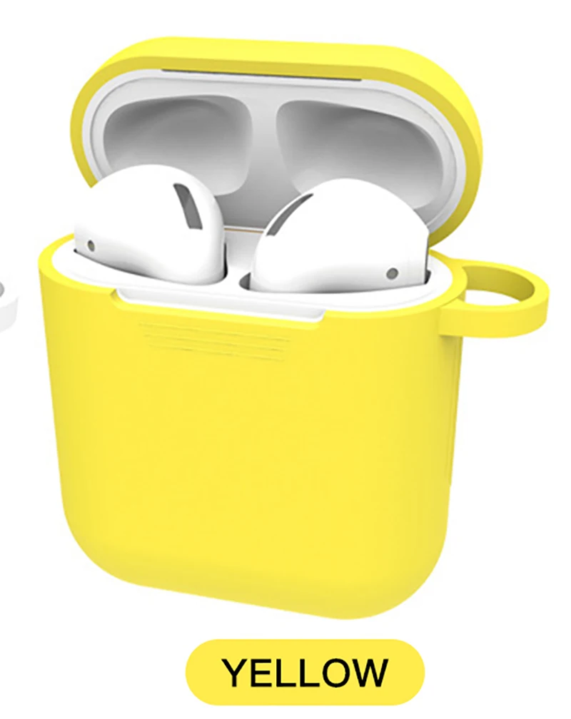 Yellow Чехлы для наушников для Apple AirPods, силиконовый чехол, беспроводной Bluetooth Air Pods, мягкий чехол для наушников, защитный чехол, Fundas - Цвет: Yellow